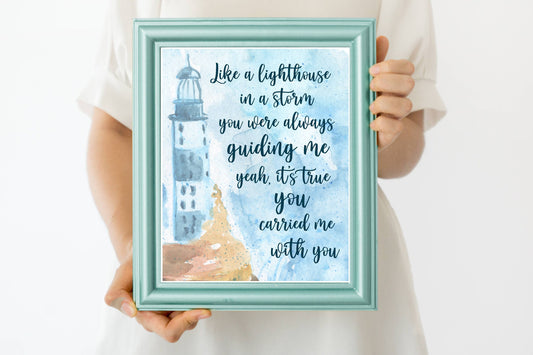 You Carried Me With You Print | Lighthouse in a Storm| Digital Download | Onward Quote Decor| Printable Wall Art |Lighthouse Nursery Decor