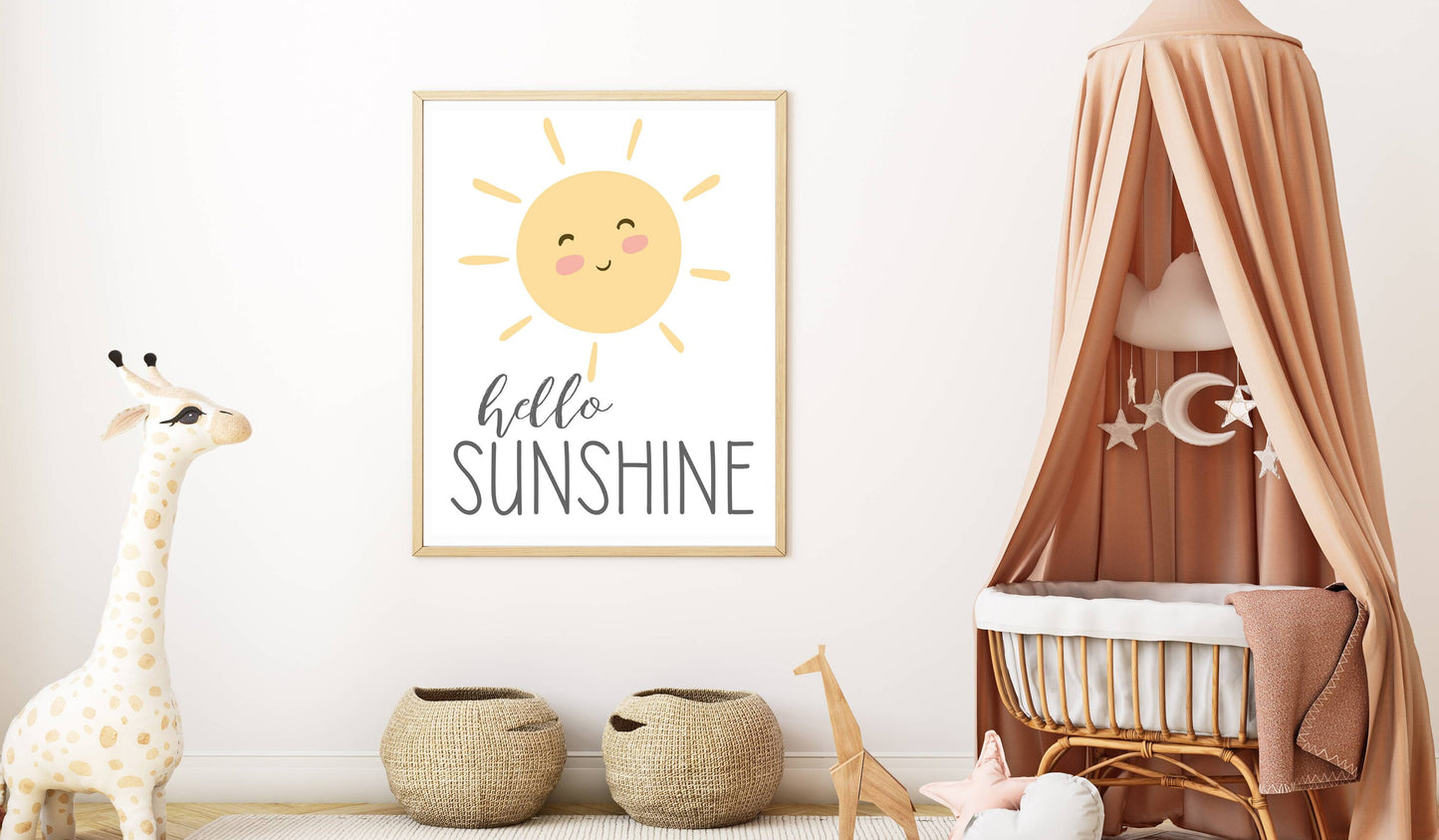 Hello Sunshine Print | Digital Download| Baby Room Quote Decor | Printable Wall Art | Sun Boy Girl Nursery Decor | 8x10 frame