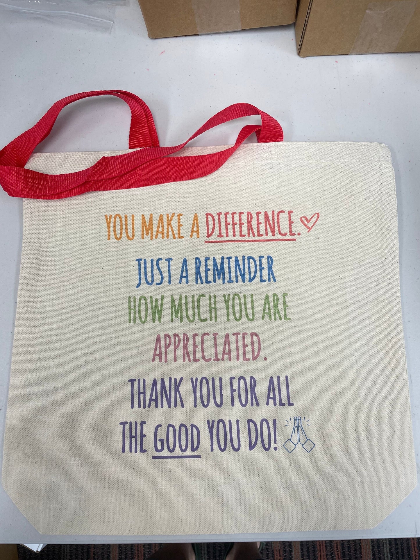 Thank You Gift Tote Bag | Teacher Appreciation Bag | Bookbag School Canvas Bag| You Make A Difference| Police, Firefighter, Nurse, Frontline