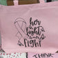 Her Fight is Our Fight Tote Bag | Breast Cancer Awareness Ribbon Team Bag Gift | Inspirational School Canvas Tote for Survivor Fighter