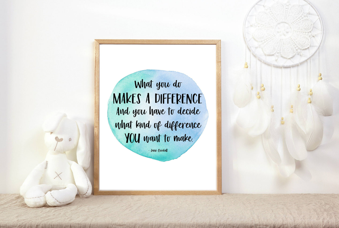 What You Do Makes A Difference Quote Print by Jane Goodall | Digital Download | Inspirational Decor | Printable Wall Art | Graduation Gift