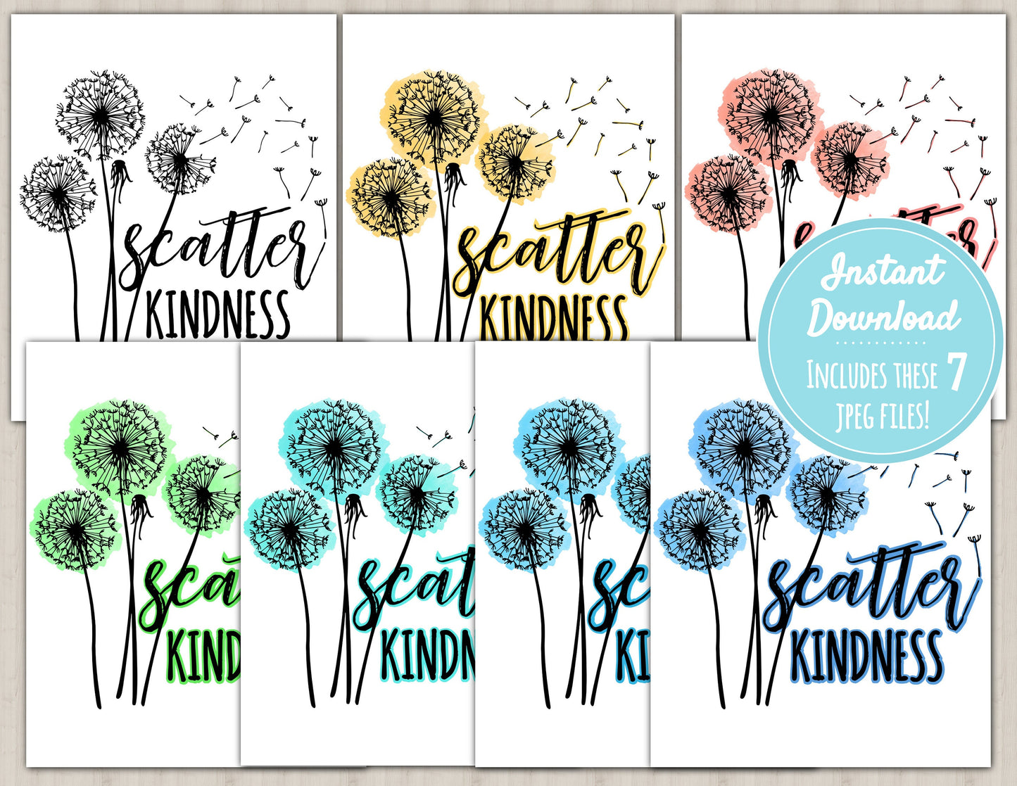 Scatter Kindness Print 8x10 | Dandelion Wish | Digital Download | Inspirational Decor | Printable Nursery Wall Art | Graduation Gift