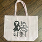 Her Fight is Our Fight Tote Bag | Breast Cancer Awareness Ribbon Team Bag Gift | Inspirational School Canvas Tote for Survivor Fighter