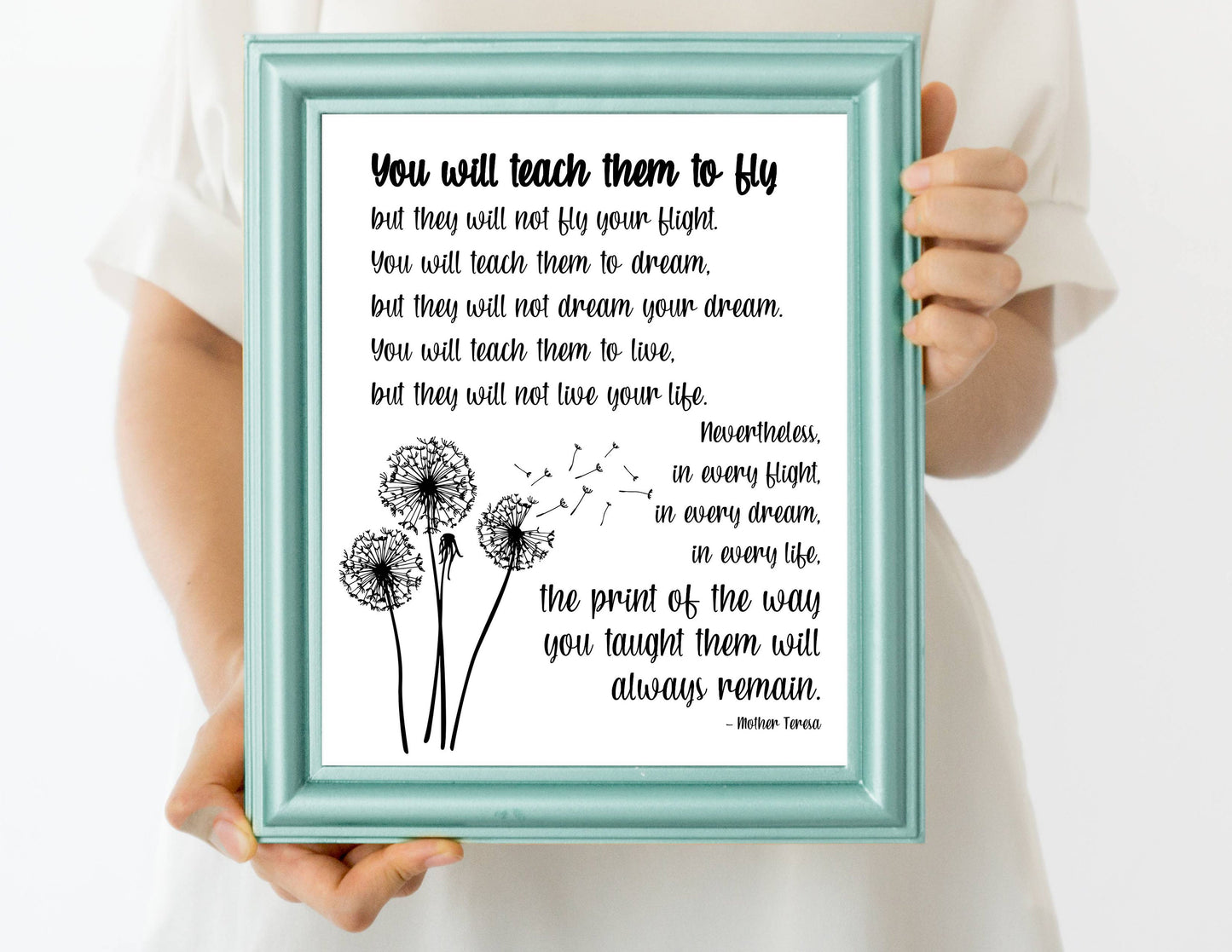 You Will Teach Them To Fly Mother Teresa Quote Print | Digital Download| Baby Room Decor | Printable Wall Art | Dandelion Boy Girl Nursery