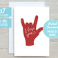 I Love You Red ASL Sign Language Hand Symbol 5x7 Printable Greeting Card | DIGITAL DOWNLOAD | Valentine's Day Gift Friend Deaf Interpreter