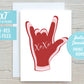I Love You xoxo Red Pink ASL Sign Language Hand 5x7 Printable Greeting Card | DIGITAL DOWNLOAD| Valentine Day Gift Friend Deaf Interpreter