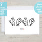 Xoxo Finger Spelling ASL Sign Language 5x7 Printable Greeting Card | DIGITAL DOWNLOAD | Valentines Day Gift Love Deaf Interpreter Teacher