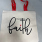 Following Faith Cross Love Tote Bag | Christian Church Baptism First Communion Confirmation Gift | Godmother Godfather Goddaughter Godchild