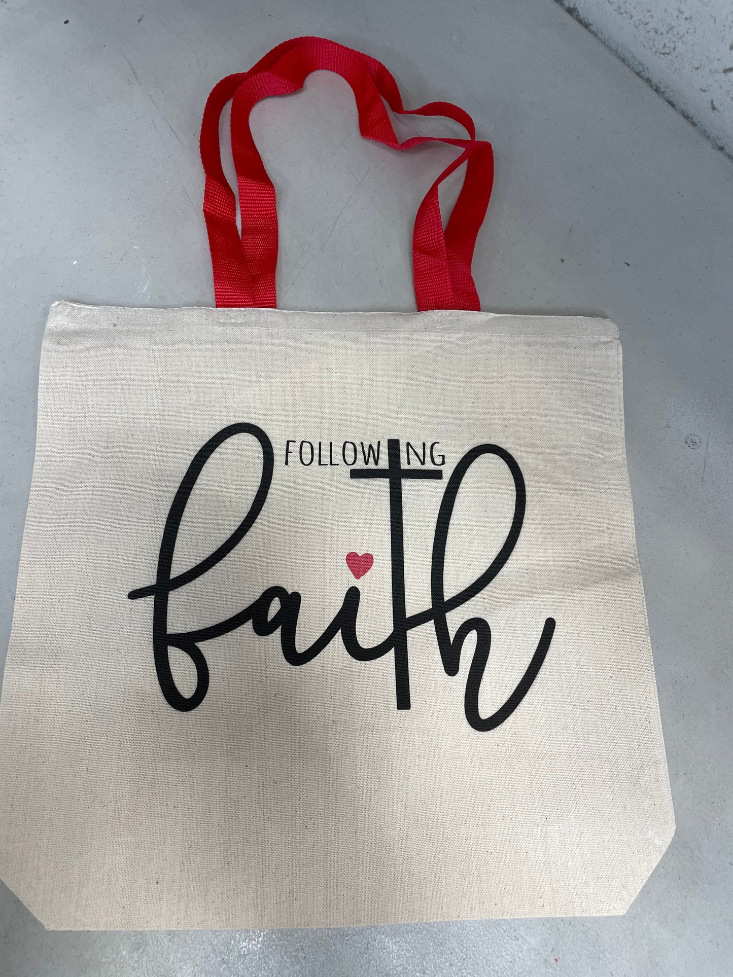 Following Faith Cross Love Tote Bag | Christian Church Baptism First Communion Confirmation Gift | Godmother Godfather Goddaughter Godchild