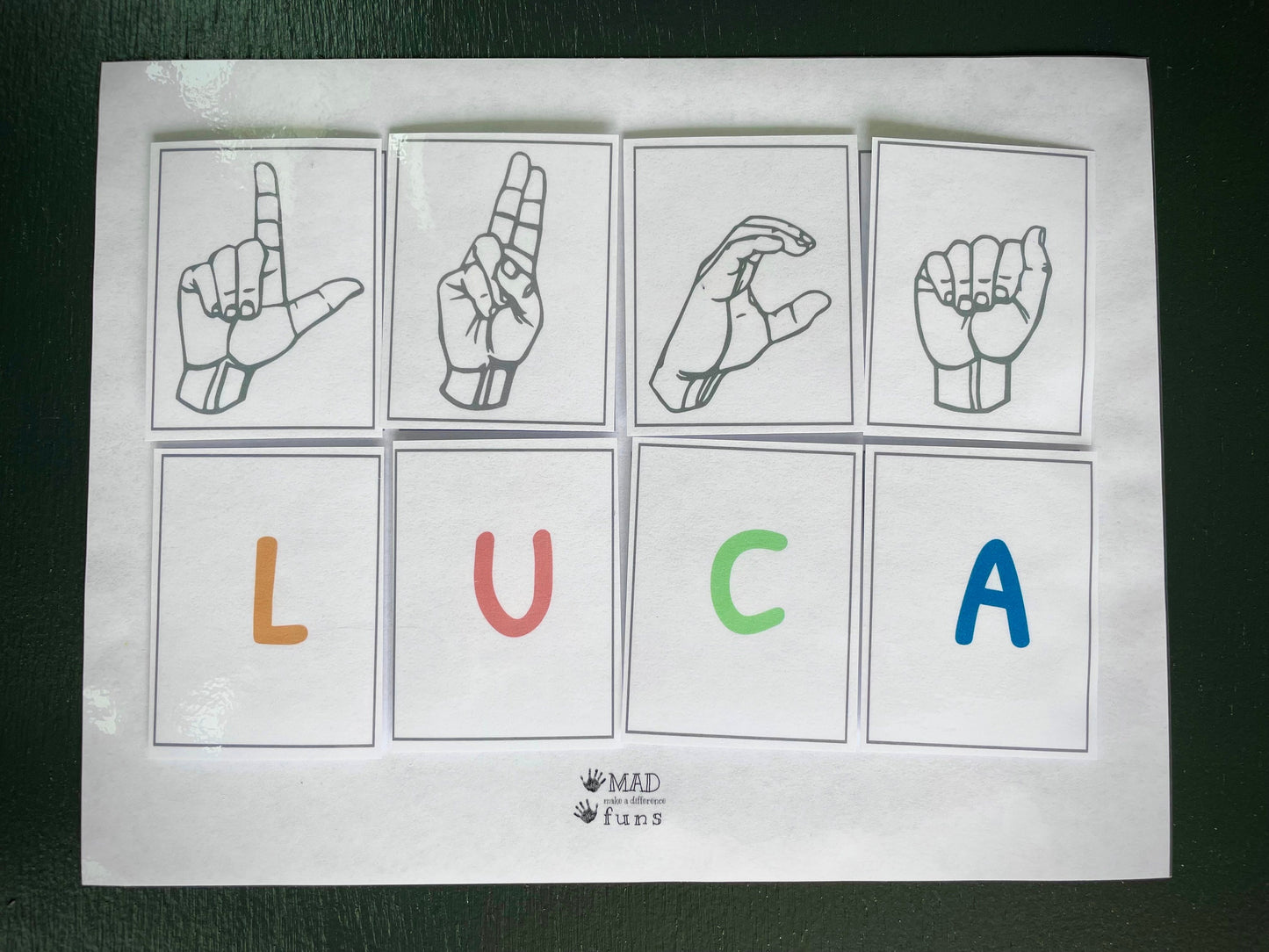 Learn Name, Teach American Sign Language Letter Matching Game| ASL Alphabet |DIGITAL DOWNLOAD| abc Toddler Activity Kids Learning