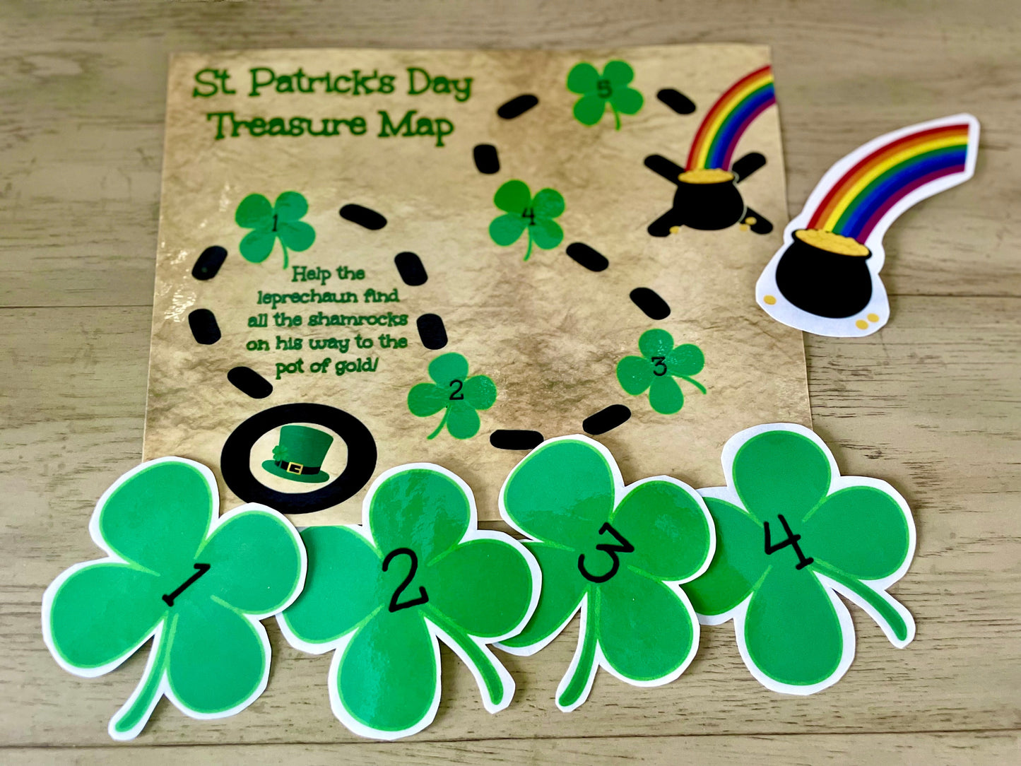 St. Patrick's Day Treasure Map | INSTANT PRINTABLE DOWNLOAD| Shamrock, Pot of Gold, Rainbow Scavenger Hunt| St Patricks Day Leprechaun Clues