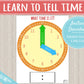 Tell Time Learning Clock Printable Activity | DIGITAL DOWNLOAD| Teach Learn Analog Clock Game Match | Toddler Busy Binder