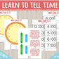 Tell Time Learning Clock Printable Activity | DIGITAL DOWNLOAD| Teach Learn Analog Clock Game Match | Toddler Busy Binder