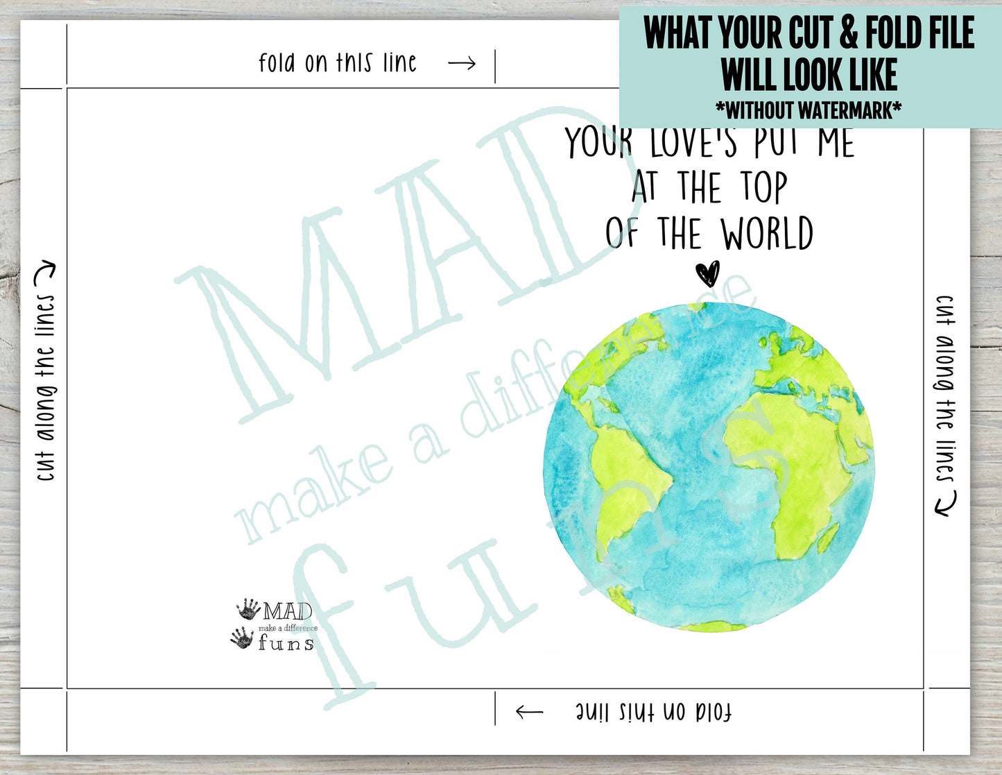 Your Love Put Me At The Top Of The World Song 5x7 Printable Greeting Card | Mother's Day Thank You Anniversary Valentine Gift |Print At Home