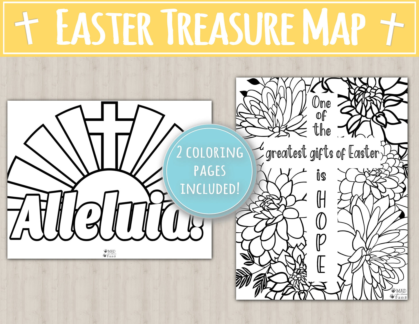 The Meaning Of Easter Treasure Map Printable Coloring | Religious Scavenger Hunt Game | Easter Basket Gifts | Jesus Easter Toddler Egg Hunt