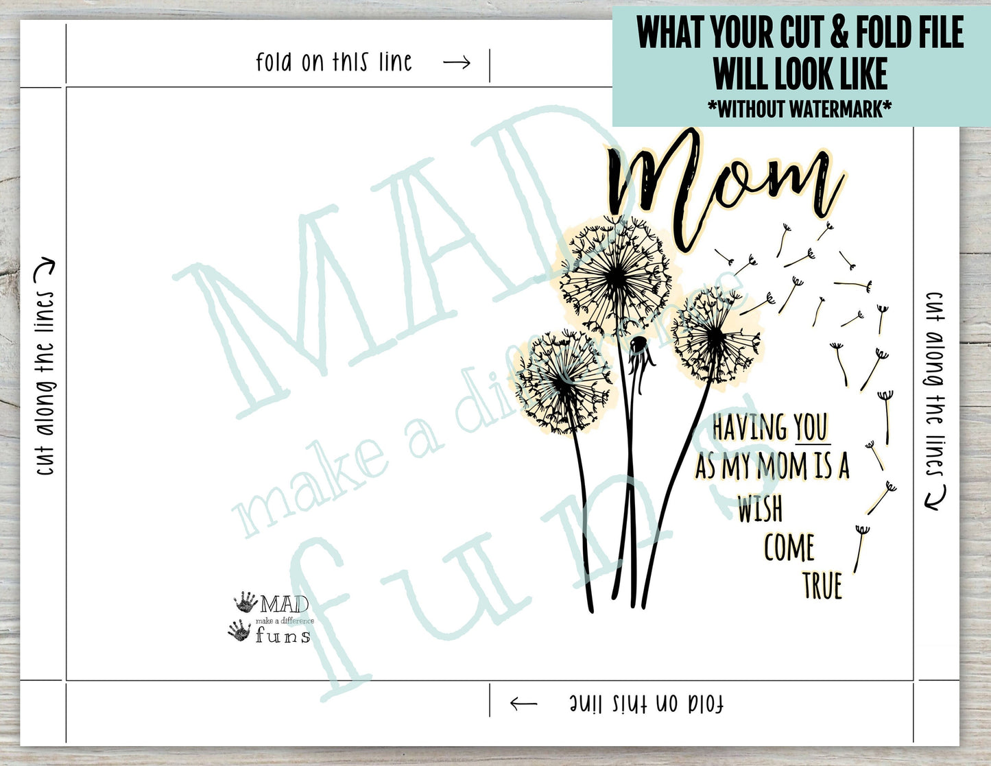 Mom Having You As My Mom Is A Wish Come True 5x7 Printable Greeting Card | DIGITAL DOWNLOAD | Mother's Day Gift For Mother | Print At Home