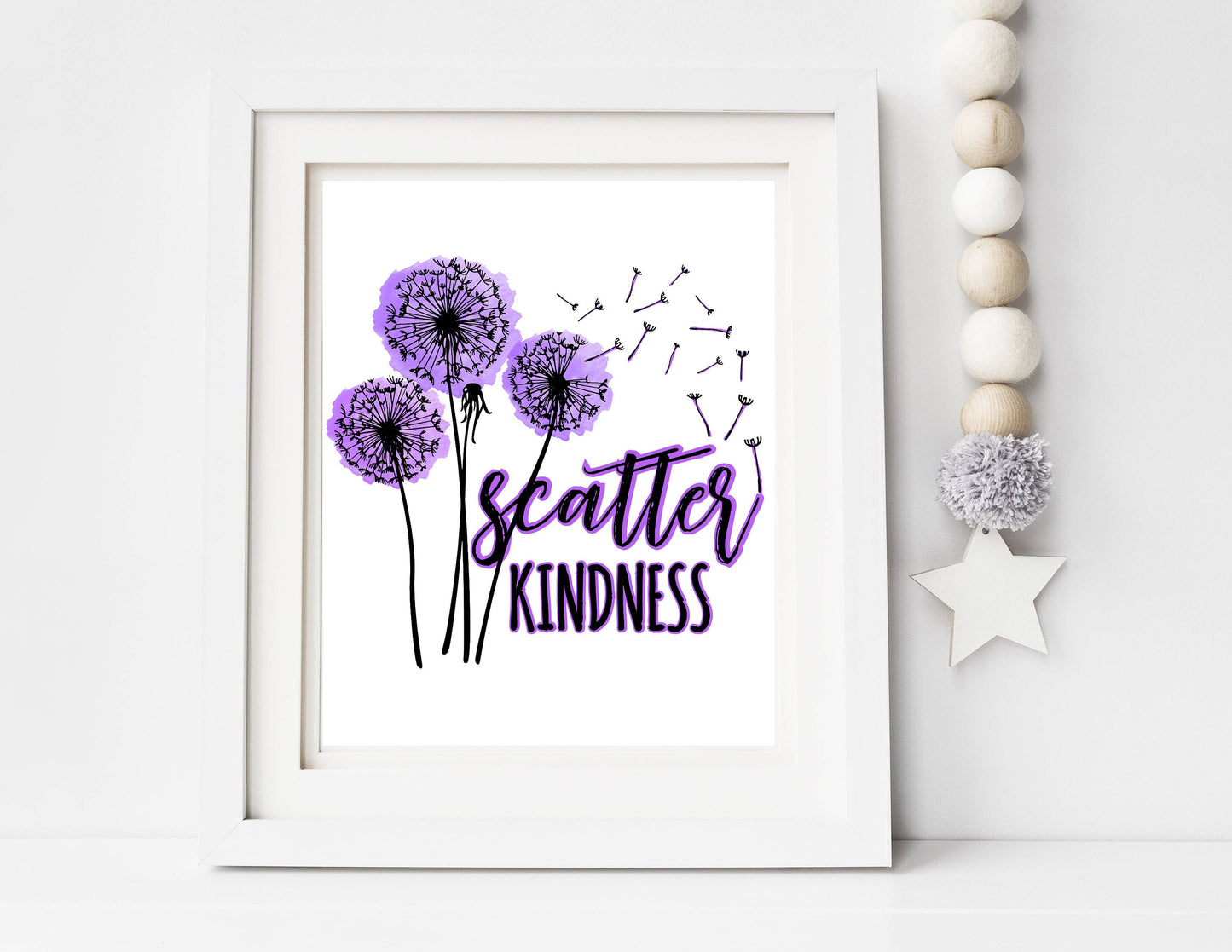 Scatter Kindness Print 8x10 | Dandelion Wish | Digital Download | Inspirational Decor | Printable Nursery Wall Art | Graduation Gift