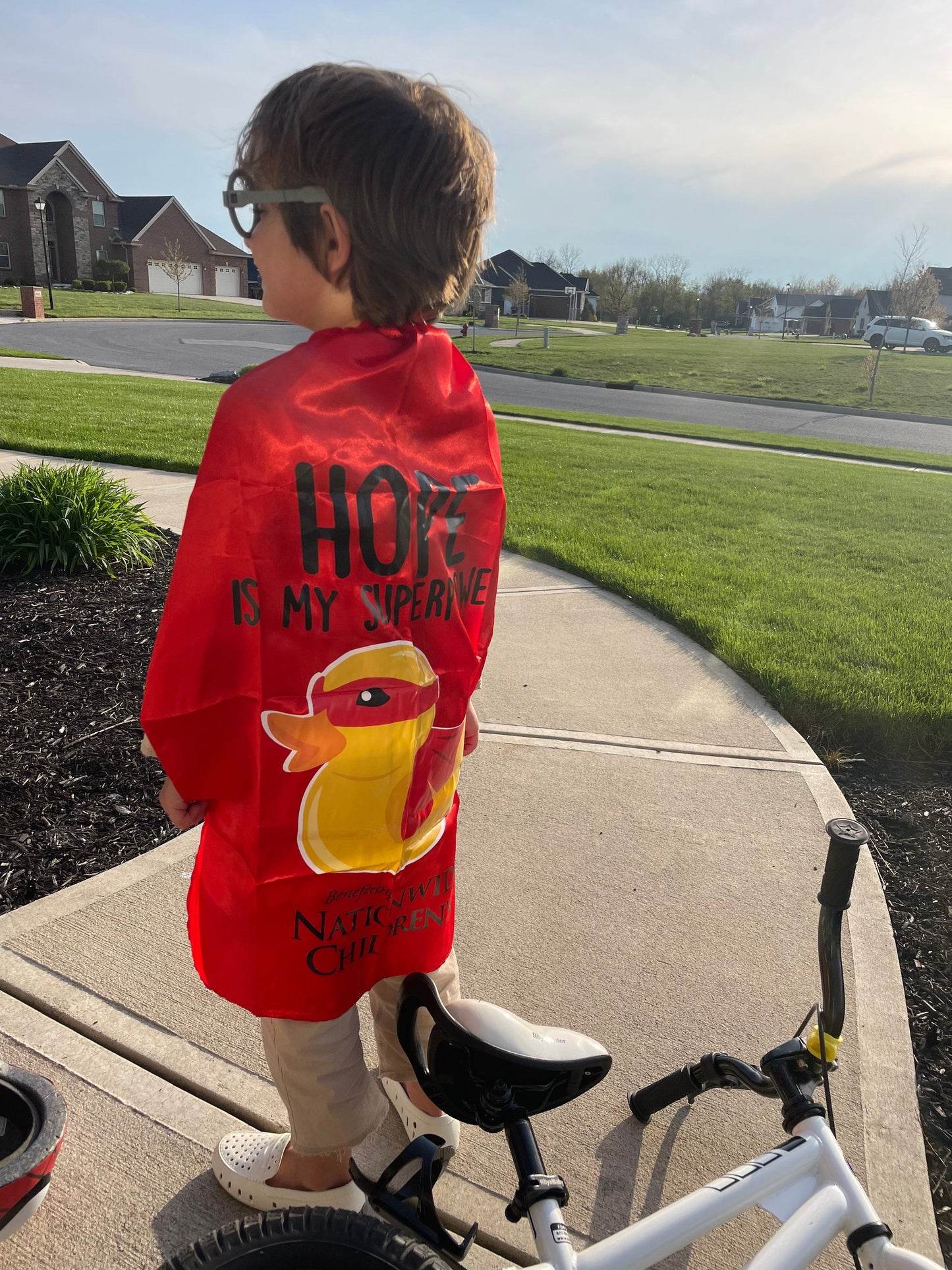 HOPE Is My Super Power Super Duck Red Cape | Columbus Duck Race Kids | Benefiting Nationwide Children's | Children's Research Patient Gift