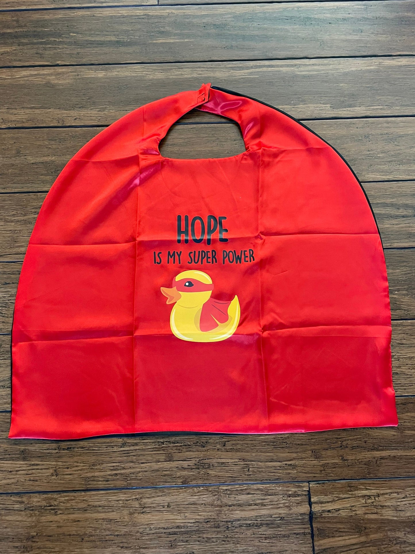 HOPE Is My Super Power Super Duck Red Cape | Kids Super Hero Cape | Columbus Duck Race Kids | Benefiting Nationwide Children's Hospital Ohio