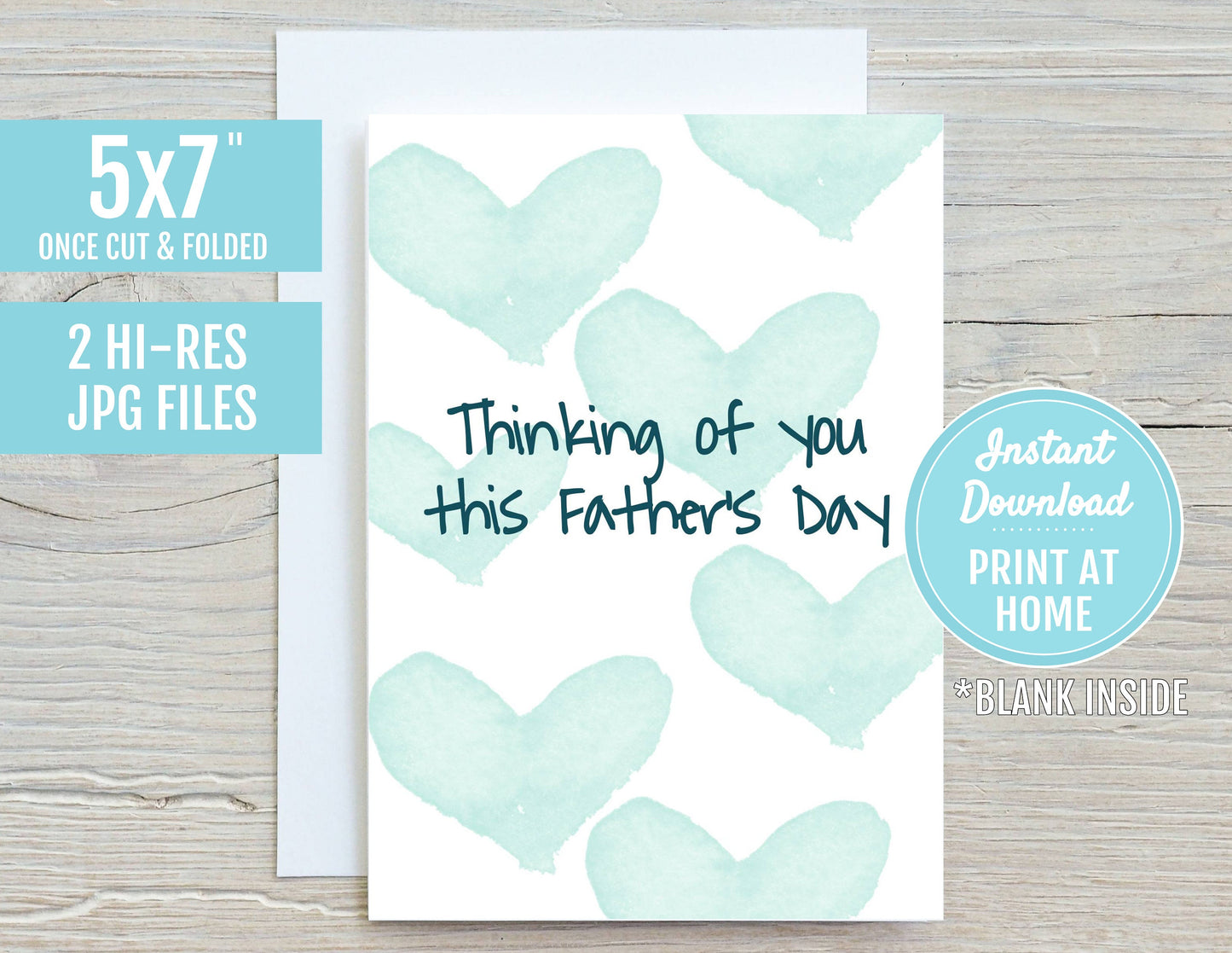 Thinking Of You This Fathers Day 5x7 Printable Greeting Card | DIGITAL DOWNLOAD | Father's Day Card Gift Grief Loss | Print At Home