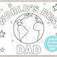 World's Best Dad, Dad You're Out Of This World | Printable Coloring Page Father's Day Gift |DIGITAL DOWNLOAD| Father's Day Card Gift For Dad