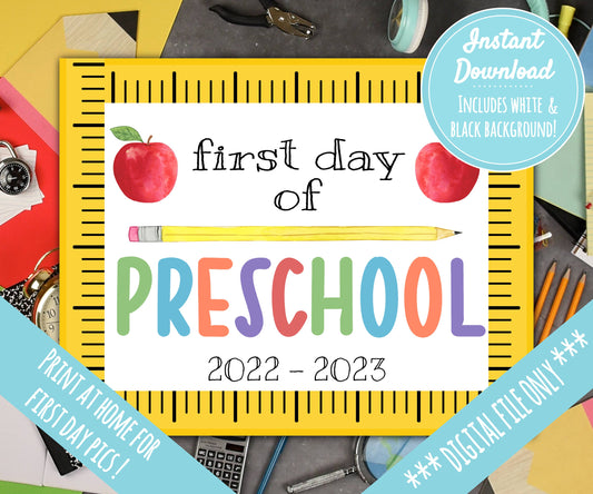 First Day of School Sign | About Me Chalkboard Style Print | INSTANT DIGITAL DOWNLOAD | Print at Home | Preschool | School Pictures