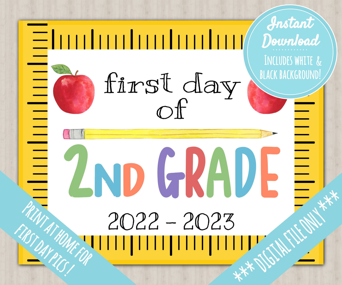 First Day of School Sign | About Me Chalkboard Style Print | INSTANT DIGITAL DOWNLOAD | Print at Home | 2nd Grade Second | School Pictures