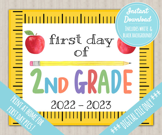 First Day of School Sign | About Me Chalkboard Style Print | INSTANT DIGITAL DOWNLOAD | Print at Home | 2nd Grade Second | School Pictures